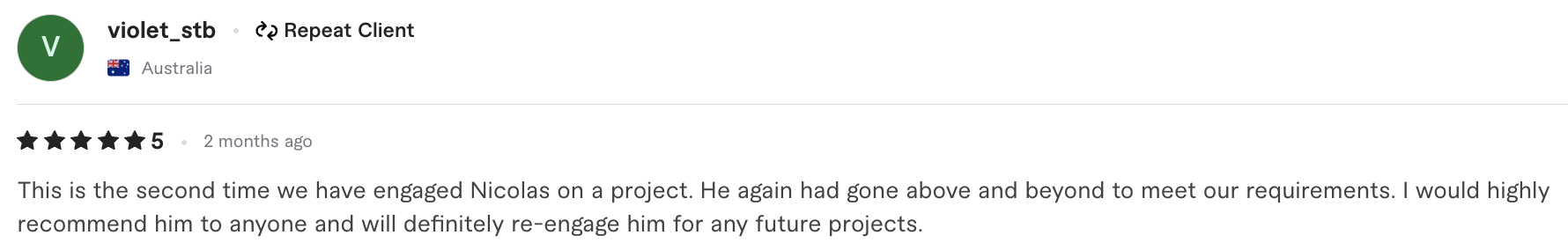 Fiverr Feedback screenshot 1