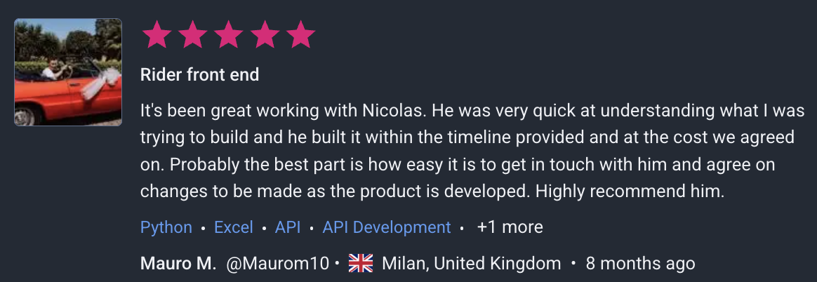 Freelancer.com Feedback screenshot 5