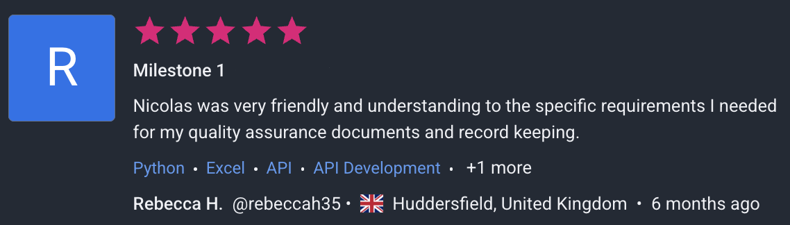 Freelancer.com Feedback screenshot 6
