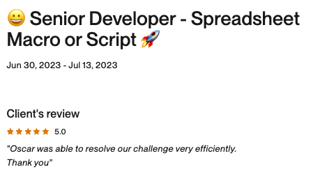 Upwork Feedback screenshot 15