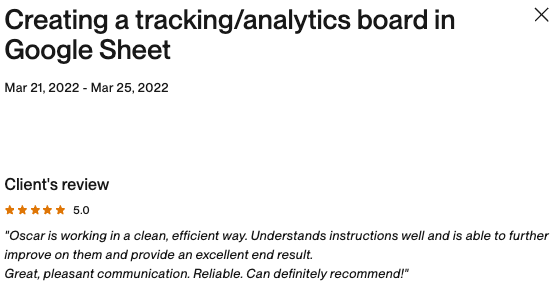 Upwork Feedback screenshot 21